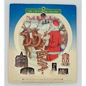 The Cats Meow Village North Pole Collection Wooden Shelf Sitter Complete Set